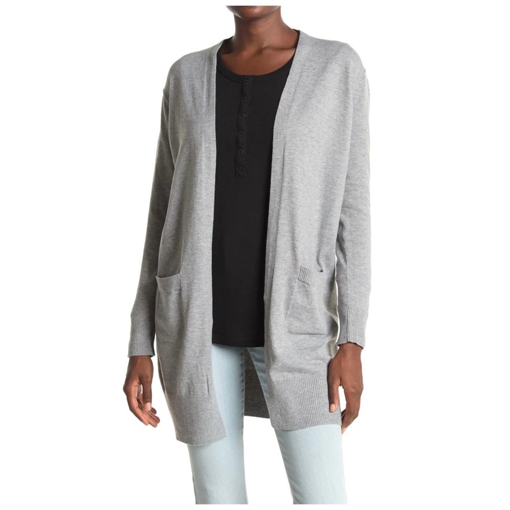 NWT SWEET ROMEO Open Front Cardigan. Size S. Dark Gray. long sleeves
